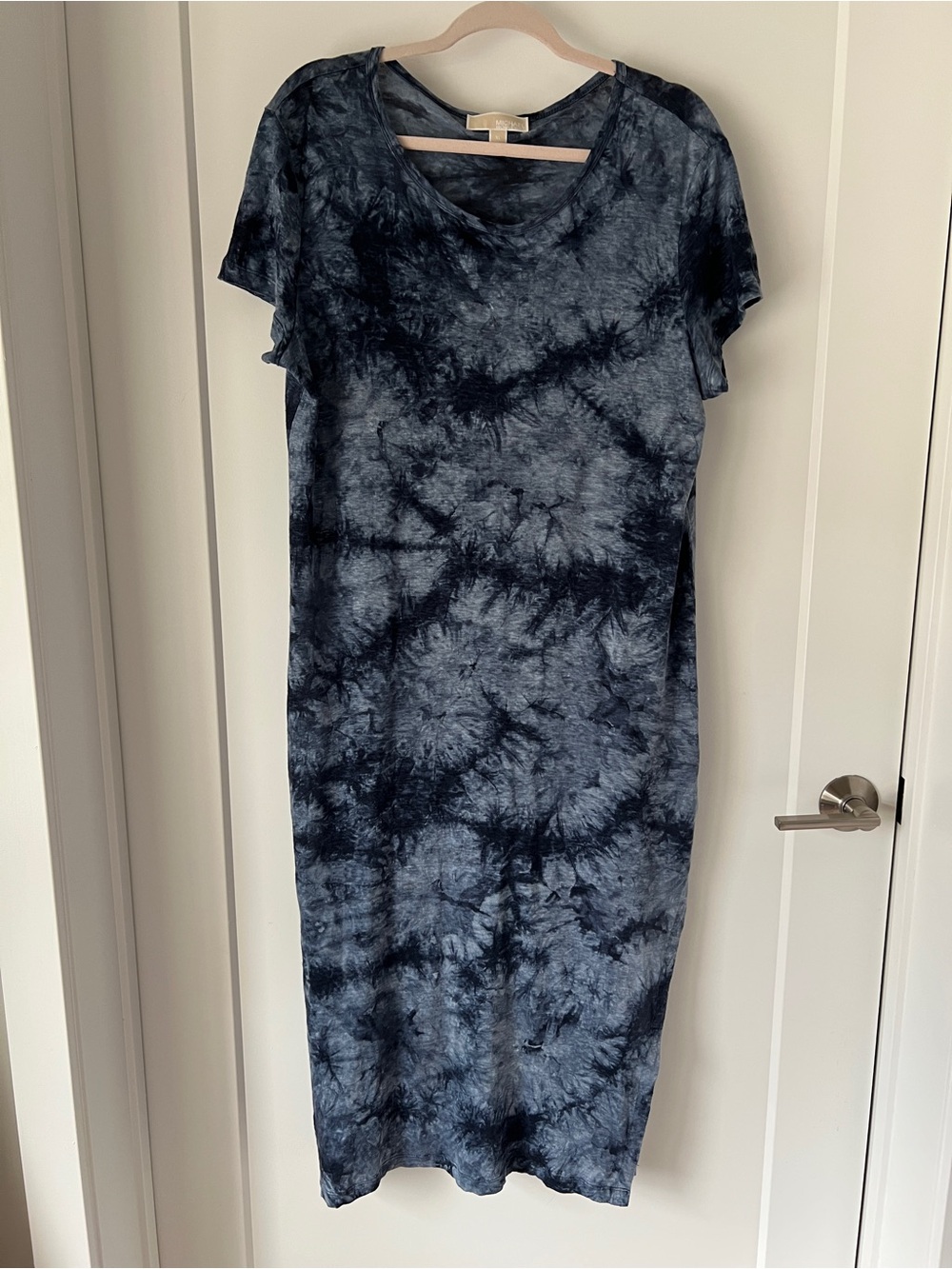 Michael Kors Tie-Dye Midi Dress in Navy and Black